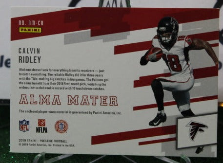 2019 PANINI PRESTIGE CALVIN RIDLEY # AM-CR  JERSEY CARD NFL FALCONS GRIDIRON CARD