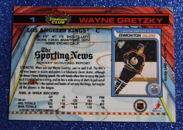 WAYNE GRETZKY # 1 1990-91 TOPPS STADIUM CLUB EDMONTON OILERS NHL