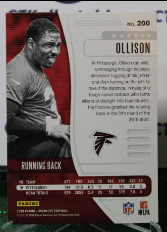 2019 PANINI ABSOLUTE GADREE OLLISON # 200 ROOKIE FOIL NFL FALCONS GRIDIRON CARD