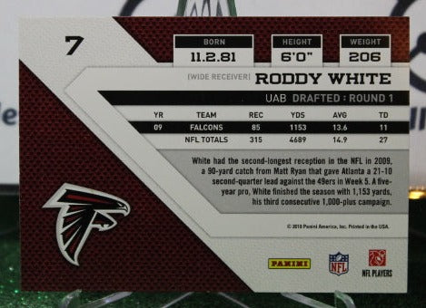 2010 PANINI THREADS  RODDY WHITE # 7 NFL FALCONS GRIDIRON CARD