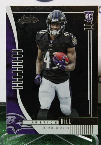 2019 PANINI ABSOLUTE JUSTICE HILL # 125 ROOKIE FOIL NFL RAVENS GRIDIRON CARD