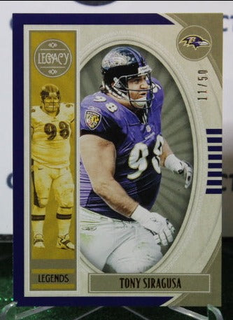 2019 PANINI LEGACY TONY SIRAGUSA # 124  BLUE 11/50 NFL RAVENS GRIDIRON CARD
