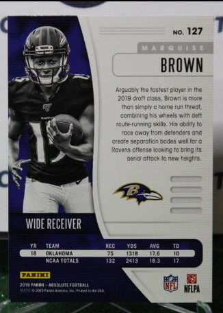 2019 PANINI ABSOLUTE MARQUISE BROWN # 127 ROOKIE  NFL RAVENS GRIDIRON CARD