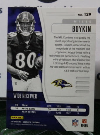 2019 PANINI ABSOLUTE MILES BOYKIN # 129 ROOKIE FOIL NFL RAVENS GRIDIRON CARD