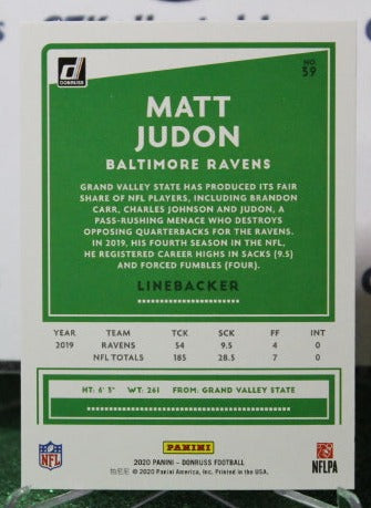 2020 PANINI DONRUSS MATT JUDON # 39 NFL RAVENS GRIDIRON CARD