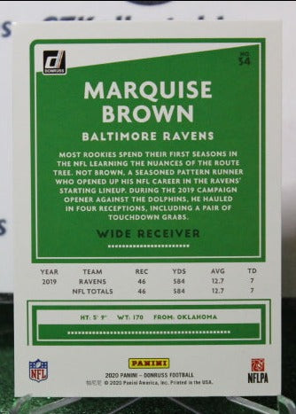 2020 PANINI DONRUSS MARQUISE BROWN # 34 NFL RAVENS GRIDIRON CARD