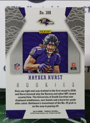 2018 PANINI PHOENIX HAYDER HURST # 108 ROOKIE NFL RAVENS GRIDIRON CARD