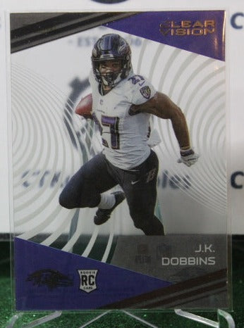 2020 PANINI CHRONICLES CLEAR VISION J.K. DOBBINS # CV-6 ROOKIE NFL RAVENS GRIDIRON CARD