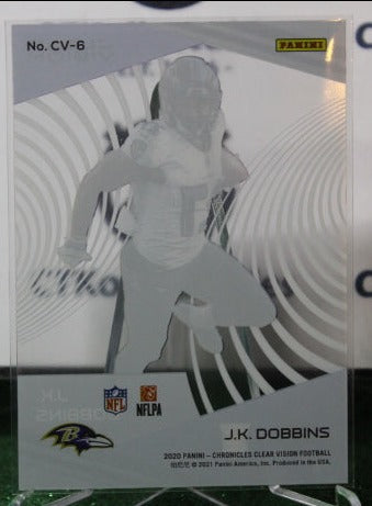 2020 PANINI CHRONICLES CLEAR VISION J.K. DOBBINS # CV-6 ROOKIE NFL RAVENS GRIDIRON CARD