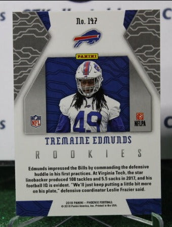 2018 PANINI PHOENIX TREMAINE EDMUNDS # 147 ROOKIE NFL BUFFALO BILLS GRIDIRON CARD