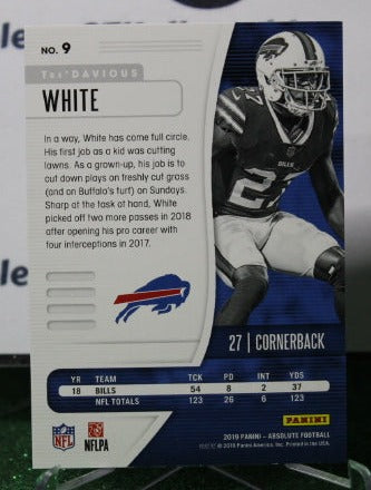 2019 PANINI ABSOLUTE TRE' DAVIOUS WHITE # 9 NFL BUFFALO BILLS GRIDIRON CARD