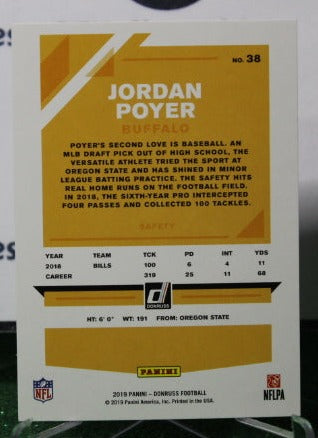 2019 PANINI DONRUSS JORDAN POYER # 38 NFL BUFFALO BILLS GRIDIRON CARD