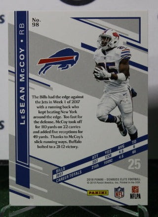 2018 PANINI DONRUSS ELITE LeSEAN McCOY # 98   NFL BUFFALO BILLS GRIDIRON CARD