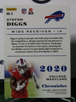 2020 PANINI CHRONICLES STEFON DIGGS # 11  NFL BUFFALO BILLS GRIDIRON CARD