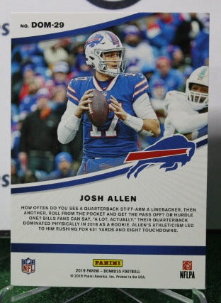 2019 PANINI DONRUSS DOMINATORS JOSH ALLEN # DOM-29  NFL BUFFALO BILLS GRIDIRON CARD