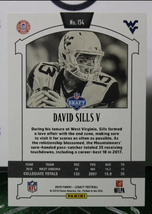 2019 PANINI LEGACY  DAVID SILLS V  # 154 ROOKIE  NFL BUFFALO BILLS GRIDIRON CARD