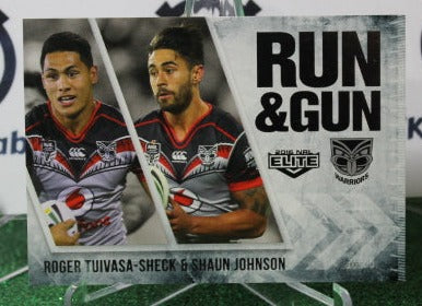 2016 NRL ELITE ROGER TUIVASA-SHECK & SHAUN JOHNSON  # RG 29/32 RUN & GUN  NEW ZEALAND WARRIORS