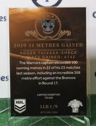 2019 NRL TRADERS ROGER TUIVASA-SHECK # LLB 1/9 METRES GAINED BRONZE NEW ZEALAND WARRIORS