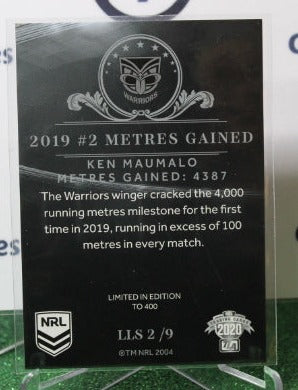 2019 NRL TRADERS KEN MAUMALO # LLS 2/9 METRES GAINED SILVER NEW ZEALAND WARRIORS