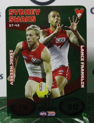 2018 TEAMCOACH AFL LANCE FRANKLIN & ISAAC HEENEY BATTLE TEAMS # BT-48 SYDNEY SWANS