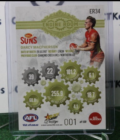 2020 SELECT PRESTIGE AFL DARCY MACPHERSON # ER34 ENGINE ROOM 001/120 GOLD COAST SUNS