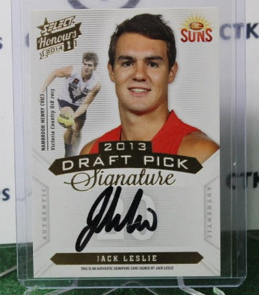 2014 SELECT HONOURS 1  AFL JACK LESLIE  # DPS15  DRAFT PICK SIGNATURE  089/400 GOLD COAST SUNS