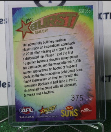 2019 SELECT AFL  SAM DAY  # SBTD33  STAR BURST TYE-DYE  375/ 540 GOLD COAST SUNS