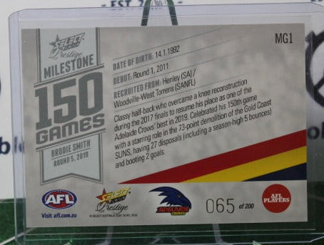 2020 SELECT  AFL PRESTIGE BRODIE SMITH # MG1  MILESTONE  066/200 ADELAIDE CROWS