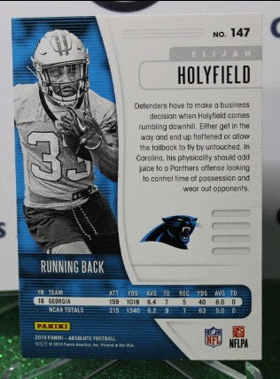 2019 PANINI ABSOLUTE ELIJAH HOLYFIELD # 147 ROOKIE  NFL CAROLINA PANTHERS GRIDIRON CARD