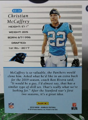 2019 PANINI DONRUSS CHRISTIAN McCAFFREY  # RE-30  NFL CAROLINA PANTHERS GRIDIRON CARD