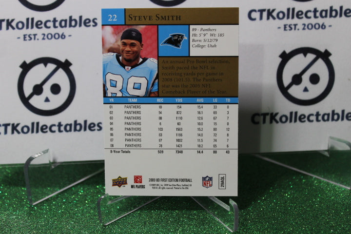 2009 UPPER DECK STEVE SMITH # 22 GOLD NFL CAROLINA PANTHERS GRIDIRON CARD