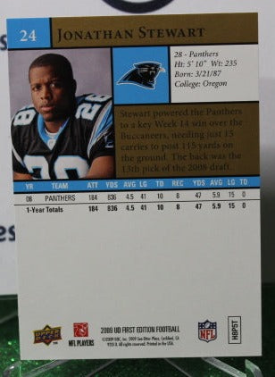 2009 UPPER DECK JONATHAN STEWART # 24 GOLD  NFL CAROLINA PANTHERS GRIDIRON CARD