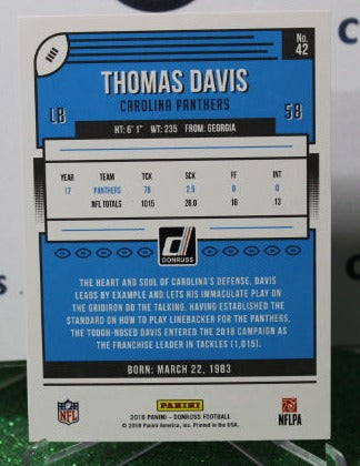 2018 PANINI DONRUSS THOMAS DAVIS # 42  NFL CAROLINA PANTHERS GRIDIRON CARD