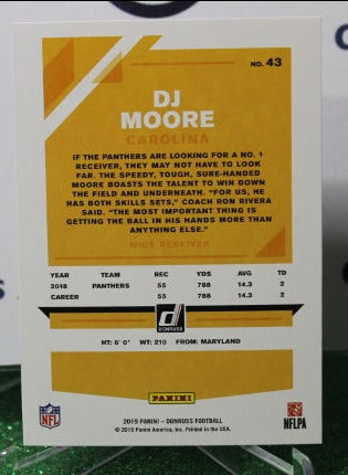 2019 PANINI DONRUSS DJ MOORE # 43  NFL CAROLINA PANTHERS GRIDIRON CARD