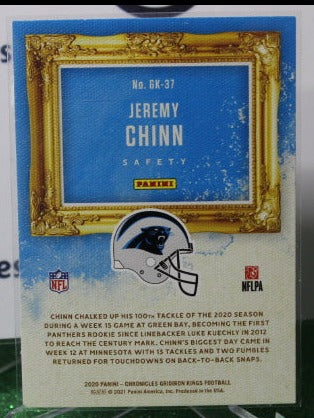 2020 PANINI CHRONICLES JEREMY CHINN # GK-37 ROOKIE CANVAS GRIDIRON KINGS NFL CAROLINA PANTHERS GRIDIRON CARD