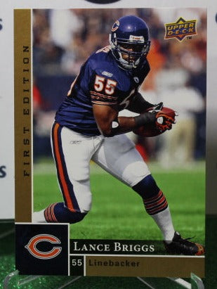 2009 UPPER DECK LANCE BRIGGS  # 28 GOLD NFL CHICAGO BEARS GRIDIRON CARD