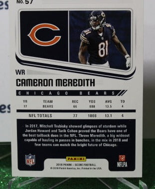 2018 PANINI SCORE CAMERON MEREDITH # 57 NFL CHICAGO BEARS GRIDIRON CARD