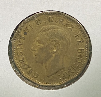 CANADIAN 1943 WAR VICTORY TOMBAC NICKEL 5 CENTS COIN GEORGE VI (FINE/VG+)