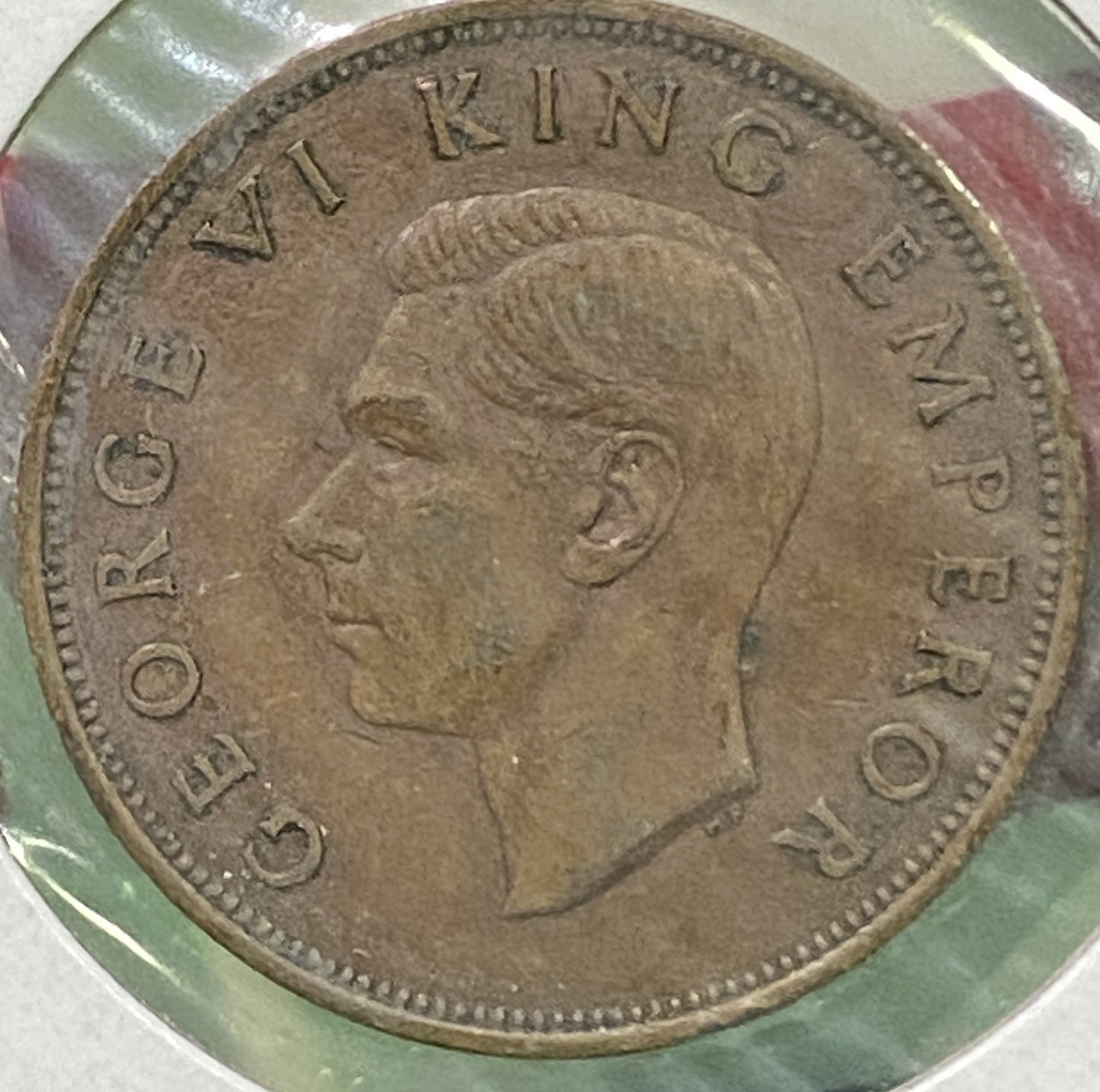 NEW ZEALAND 1945 ONE PENNY GEORGE VI COIN VF / F CONDITION