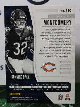 2019 PANINI ABSOLUTE DAVID MONTGOMERY # 110 ROOKIE FOIL NFL CHICAGO BEARS GRIDIRON CARD