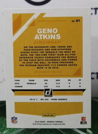 2019 PANINI DONRUSS GENO ATKINS  # 61 NFL CINCINNATI BENGALS  GRIDIRON CARD