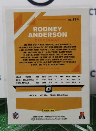 2019 PANINI DONRUSS OPTIC RODNEY ANDERSON  # 134 ROOKIE NFL CINCINNATI BENGALS  GRIDIRON CARD