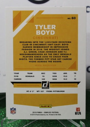 2019 PANINI DONRUSS TYLER BOYD # 60 NFL CINCINNATI BENGALS  GRIDIRON CARD