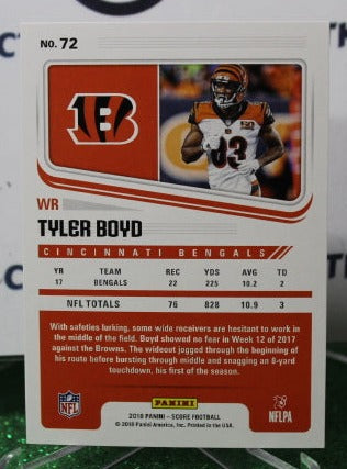 2018 PANINI SCORE TYLER BOYD # 72 NFL CINCINNATI BENGALS  GRIDIRON CARD