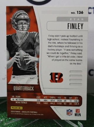 2019 PANINI ABSOLUTE RYAN FINLEY # 136 ROOKIE NFL CINCINNATI BENGALS  GRIDIRON CARD