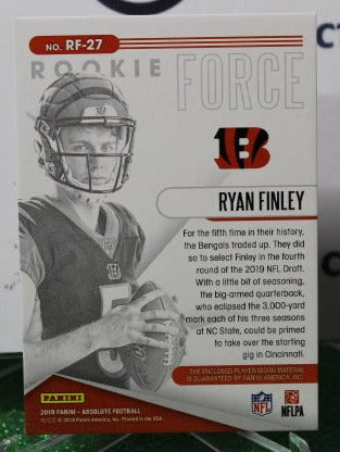 2019 PANINI ABSOLUTE RYAN FINLEY # RF-27 ROOKIE FORCE JERSEY PATCH NFL CINCINNATI BENGALS  GRIDIRON CARD