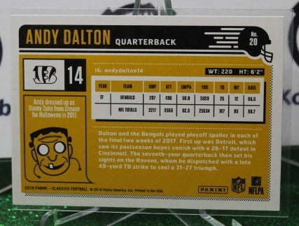 2018 PANINI CLASSIC ANDY DALTON # 20 NFL CINCINNATI BENGALS  GRIDIRON CARD