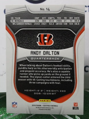 2019 PANINI CERTIFIED ANDY DALTON # 14 NFL CINCINNATI BENGALS  GRIDIRON CARD
