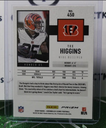 2020 PANINI CHRONICLES SCORE TEE HIGGINS # 450  ROOKIE PRIZM NFL CINCINNATI BENGALS  GRIDIRON CARD