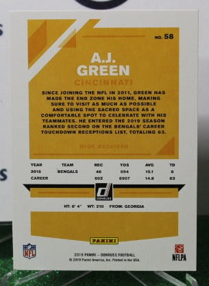 2019 PANINI DONRUSS A.J. GREEN # 58  NFL CINCINNATI BENGALS  GRIDIRON CARD